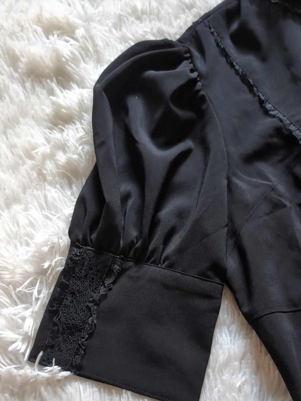 Y2K Lip Service Blacklist Gothic Lolita Puff Sleeve Princess High Neck Top - Picture 4 of 12